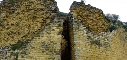 Ancient stone walls of Kuelap Fortress in Northern Peru.