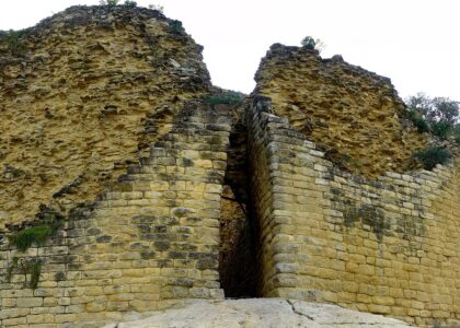 Ancient stone walls of Kuelap Fortress in Northern Peru.